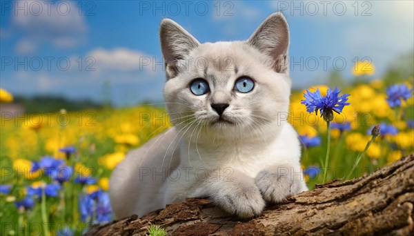 KI generated, animal, animals, mammal, mammals, cat, felidae (Felis catus), a kitten resting in a