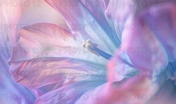 Close-up of a bellflower in soft light, closeup view, selective focus, spring background AI