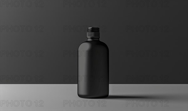 Matte black glass bottle mockup housing a premium quality beard oil enriched with natural oils and