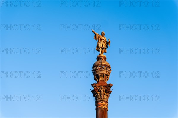 Columbus Column at the end of the Ramblas, Christopher Columbus points towards the New World,