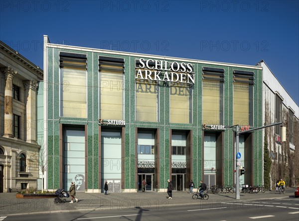 Schloss arcades, shopping centre behind the reconstructed facade of the old residential palace,