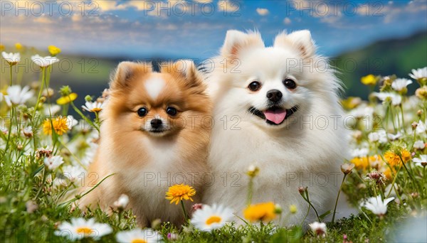 KI generated, animal, animals, mammal, mammals, a, single animal, dwarf spitz, Spitz, (Canis lupus
