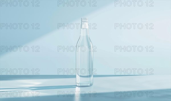 Crystal clear glass bottle mockup showcasing a premium quality mineral water sourced from natural