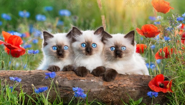 KI generated, animal, animals, mammal, mammals, cat, felidae (Felis catus), three cats resting on a