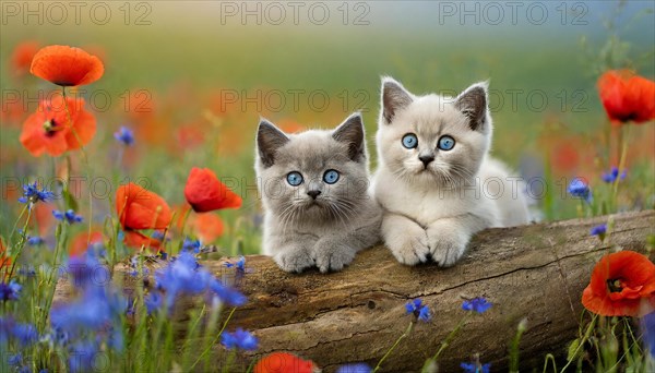 KI generated, animal, animals, mammal, mammals, cat, felidae (Felis catus), two kittens resting on