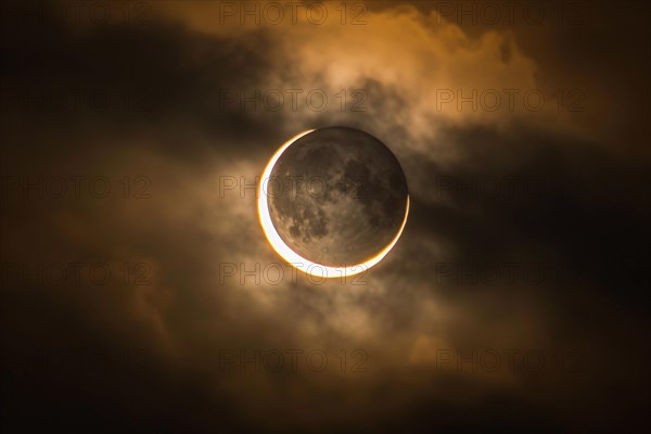 Partial solar eclipse in sky. KI generiert, generiert, AI generated
