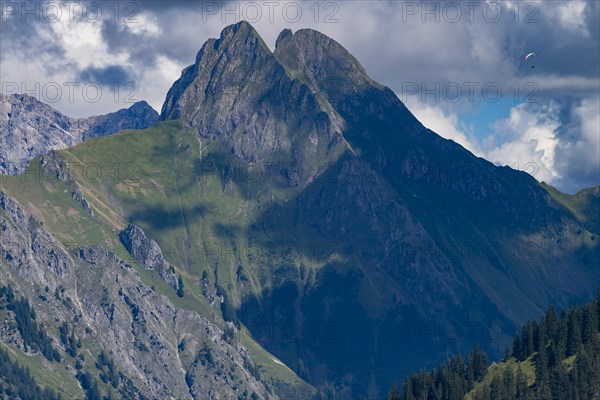 Mountain panorama from Soellereck to Hoefats, 2259m, Allgaeu Alps, Allgaeu, Bavaria, Germany,