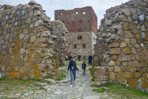 Tourists in Hammershus which was Scandinavia's largest medieval fortification and is one of the