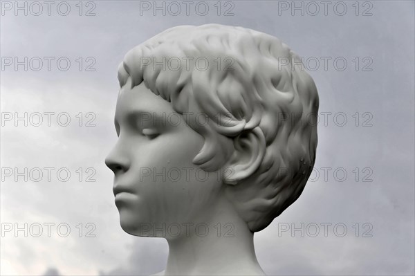 Charles Ray's statue of the boy with frog on top of the Zattere Portrait of a classical bust of a