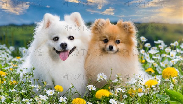 KI generated, animal, animals, mammal, mammals, a, single animal, dwarf spitz, Spitz, (Canis lupus