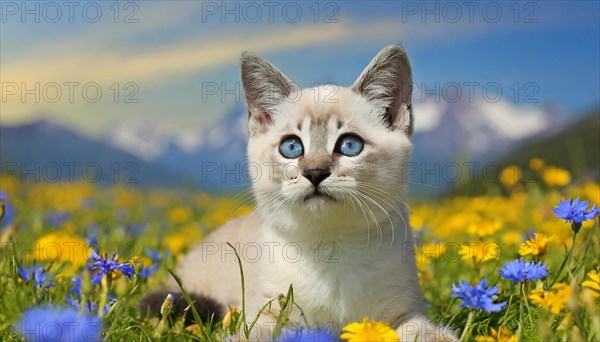 KI generated, animal, animals, mammal, mammals, cat, felidae (Felis catus), a kitten resting in a