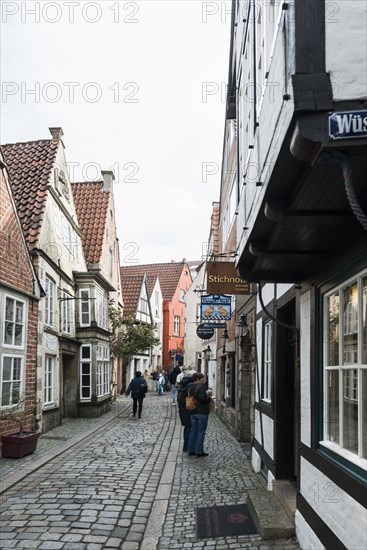 Alley with historic houses, Schnoorviertel, Schnoor, Old Town, Hanseatic City of Bremen, Germany,
