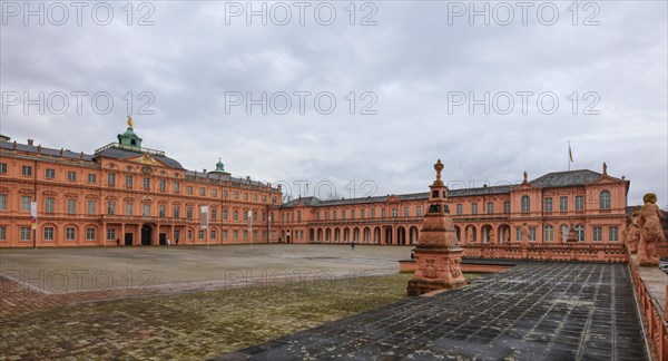 Court of honour baroque three-winged complex Rastatt Palace, former residence of the Margraves of