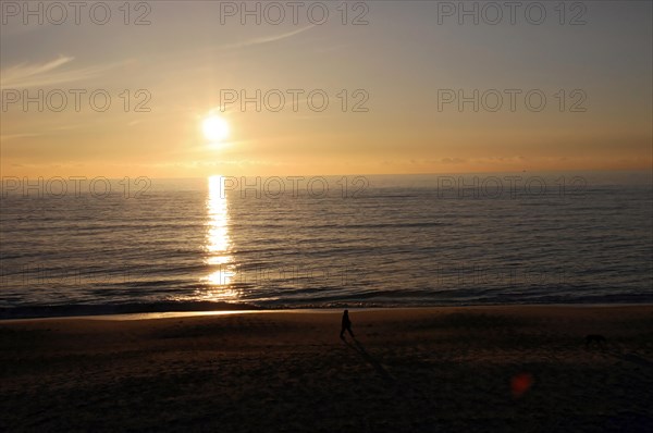 Beach 5 km south of Westerland, Sylt, North Frisian Island, Schleswig Holstein, Beach at sunset