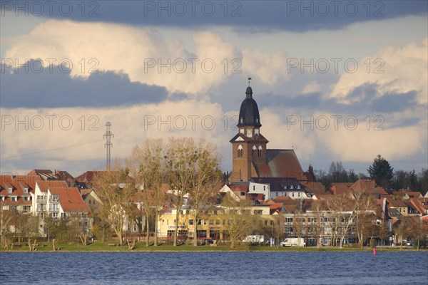 Town view Waren with church St. Marien, Mueritzsee, Waren, Mueritz, Mecklenburg Lake District,