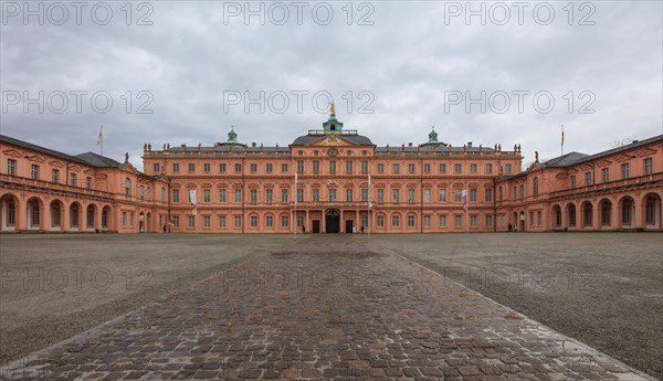Court of honour baroque three-winged complex Rastatt Palace, former residence of the Margraves of