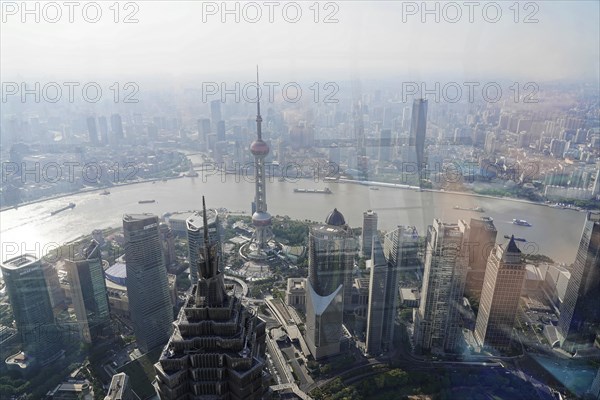 View from the 632 metre high Shanghai Tower, nicknamed The Twist, Shanghai, People's Republic of