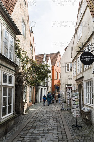 Alley with historic houses, Schnoorviertel, Schnoor, Old Town, Hanseatic City of Bremen, Germany,