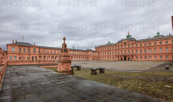 Court of honour baroque three-winged complex Rastatt Palace, former residence of the Margraves of