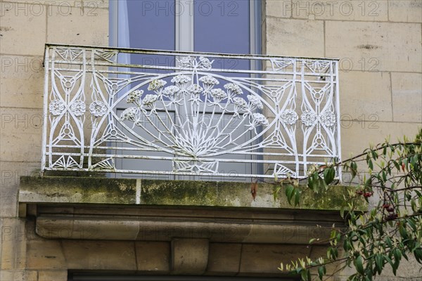 Window railings and balconies on residential buildings designed by Hector Guimard in the Art