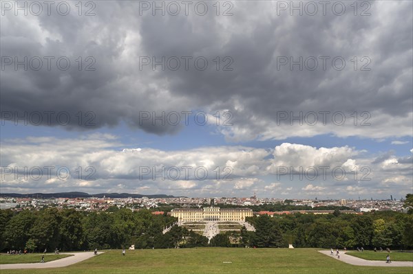 View of Schoenbrunn Palace and a part of the city of Vienna from the Gloriette, Schoenbrunn Palace