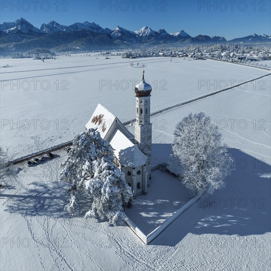 Pilgrimage church of St Coloman near Schwangau, Allgaeu, Swabia, Bavaria, Germany, Schwangau,