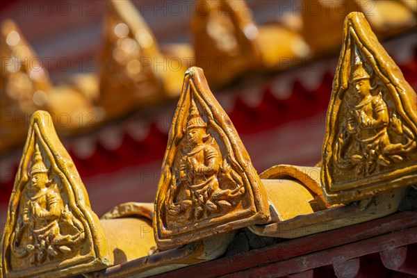 Roof decoration at Wat Benchamabophit, marble temple, Bangkok, Thailand, Asia
