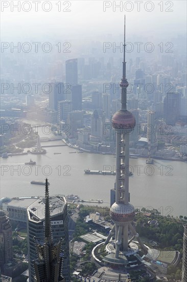 View from the 632 metre high Shanghai Tower, nicknamed The Twist, Shanghai, People's Republic of
