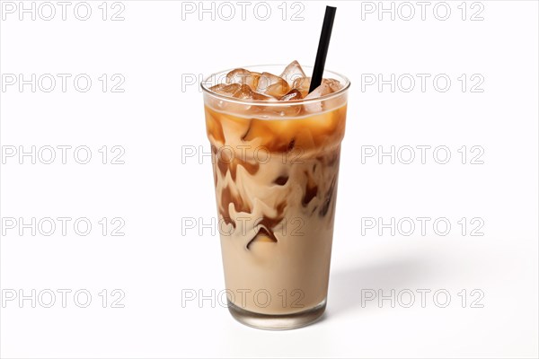 Iced coffee on white bakcground. KI generiert, generiert, AI generated
