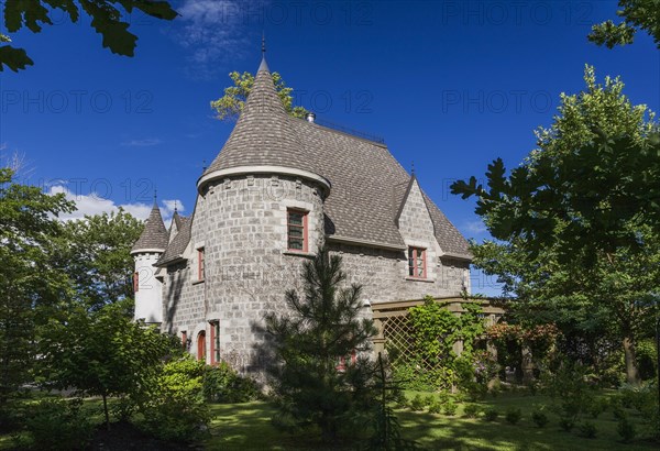 2006 reproduction of a 16th century grey stone and mortar Renaissance castle style residential home