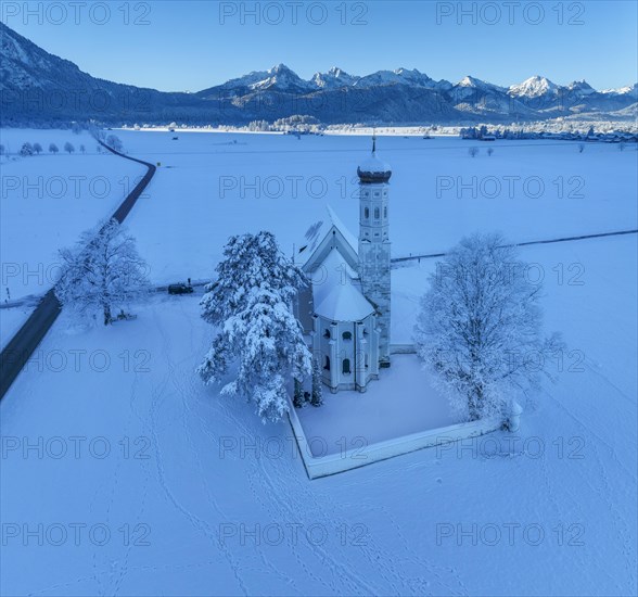 Pilgrimage church of St Coloman near Schwangau, Allgaeu, Swabia, Bavaria, Germany, Schwangau,