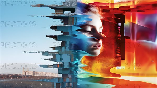 AI generated sequence of photos transitioning through a range of digital distortions symbolizing