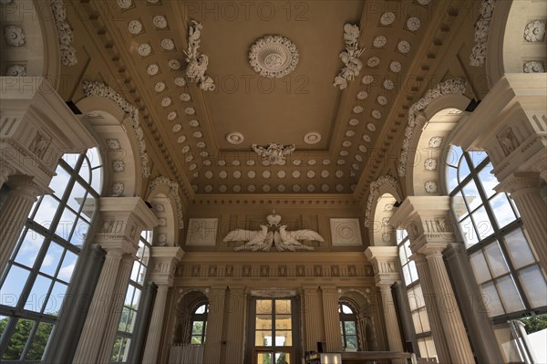 Decorative interior in the Gloriette, built in 1775, today a restaurant and cafe, Schoenbrunn