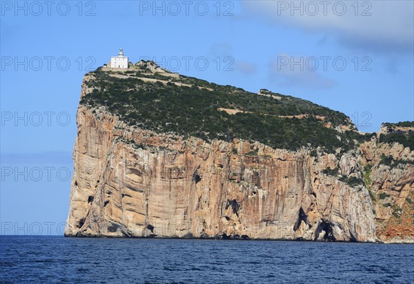 Cliff Capo Caccia, Capo Caccia nature park, lighthouse, Alghero, Sassari Province, Sardinia, Italy,