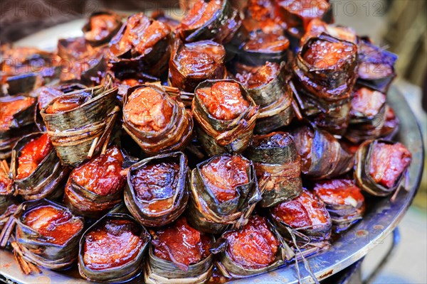 Supermarket, Vegetable market in the centre of Shanghai, China, Asia, A stack of Zongzi,