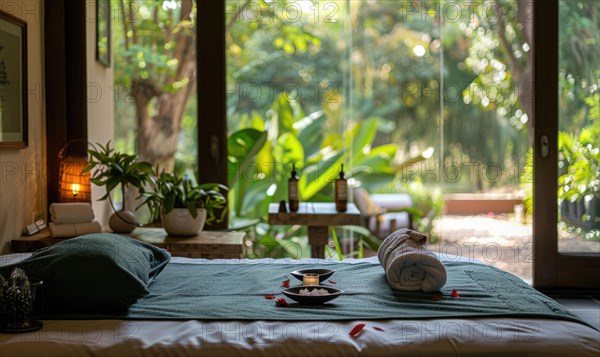 A tranquil spa retreat offering aloe vera infused facials and body treatments amidst lush greenery