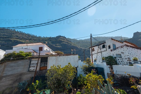 Houses on El Risco on the way up to Charco Azul in the Podemos to Agaete in Gran Canaria, Canary