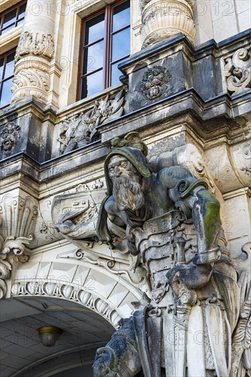 The Georgentor, architectural detail at the Residenzschloss in the inner old town of Dresden,