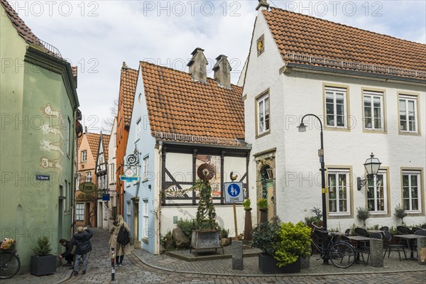 Alley with historic houses, Schnoorviertel, Schnoor, Old Town, Hanseatic City of Bremen, Germany,
