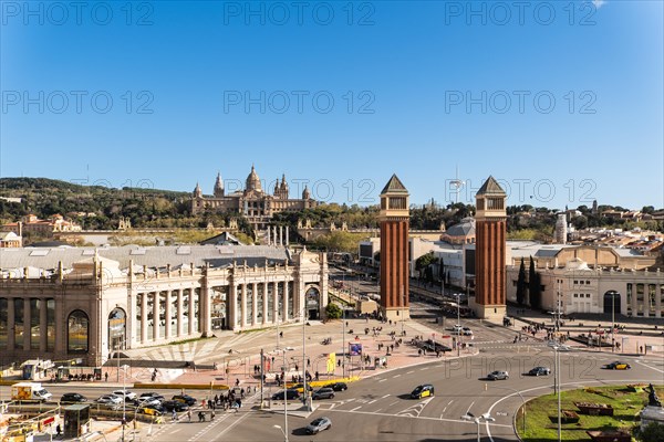 The Venetian Towers, Torres Venecianes or Venetian Towers, in the background the Museu Nacional