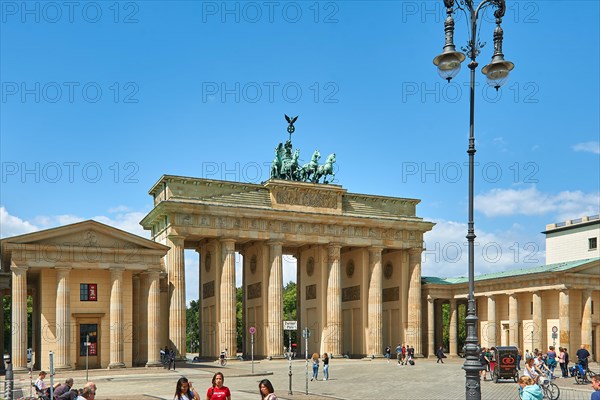 06.07.2020, Germany, Berlin, Strasse des 17. Juni, View of the Brandenburg Gate in west direction,