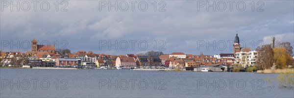 Town view Waren with church St. Georgen and church St. Marien, Mueritzsee, Waren, Mueritz,