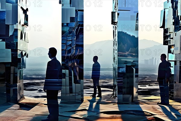 AI generated sequence of photos transitioning through a range of digital distortions symbolizing