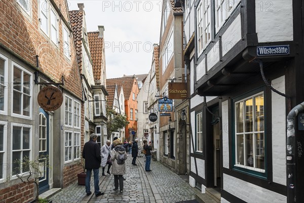 Alley with historic houses, Schnoorviertel, Schnoor, Old Town, Hanseatic City of Bremen, Germany,