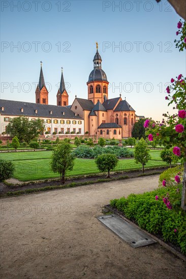 View of an old town, half-timbered houses and streets in a town. Seligenstadt am Main, Hesse