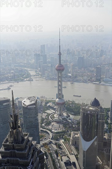 View from the 632 metre high Shanghai Tower, nicknamed The Twist, Shanghai, People's Republic of