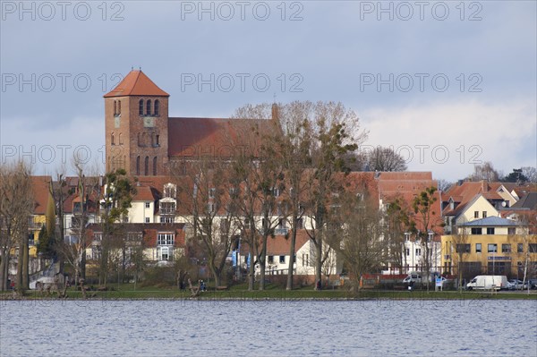 Town view Waren with church St. Georgen, Mueritzsee, Waren, Mueritz, Mecklenburg Lake District,