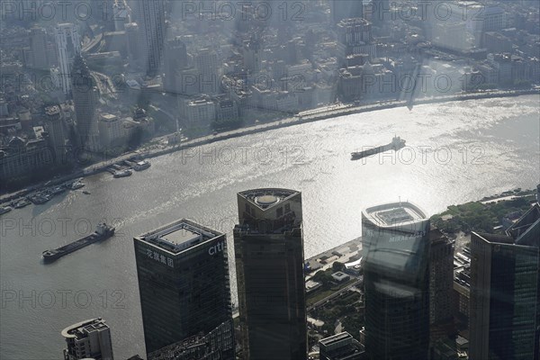 View from the 632 metre high Shanghai Tower, nicknamed The Twist, Shanghai, People's Republic of