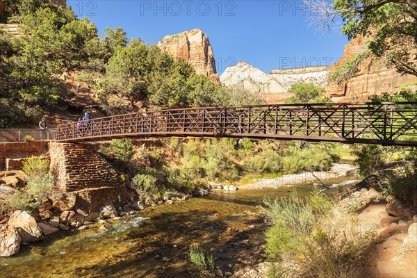 Virgin River and Angel's Landing, Zion National Park, Colorado Plateau, Utah, USA, Zion National