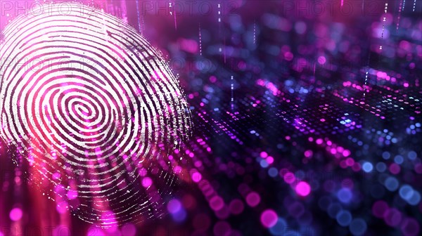 Abstract of fingerprint on gradation with A digital theme. generative AI, AI generated